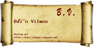 Bán Vilmos névjegykártya